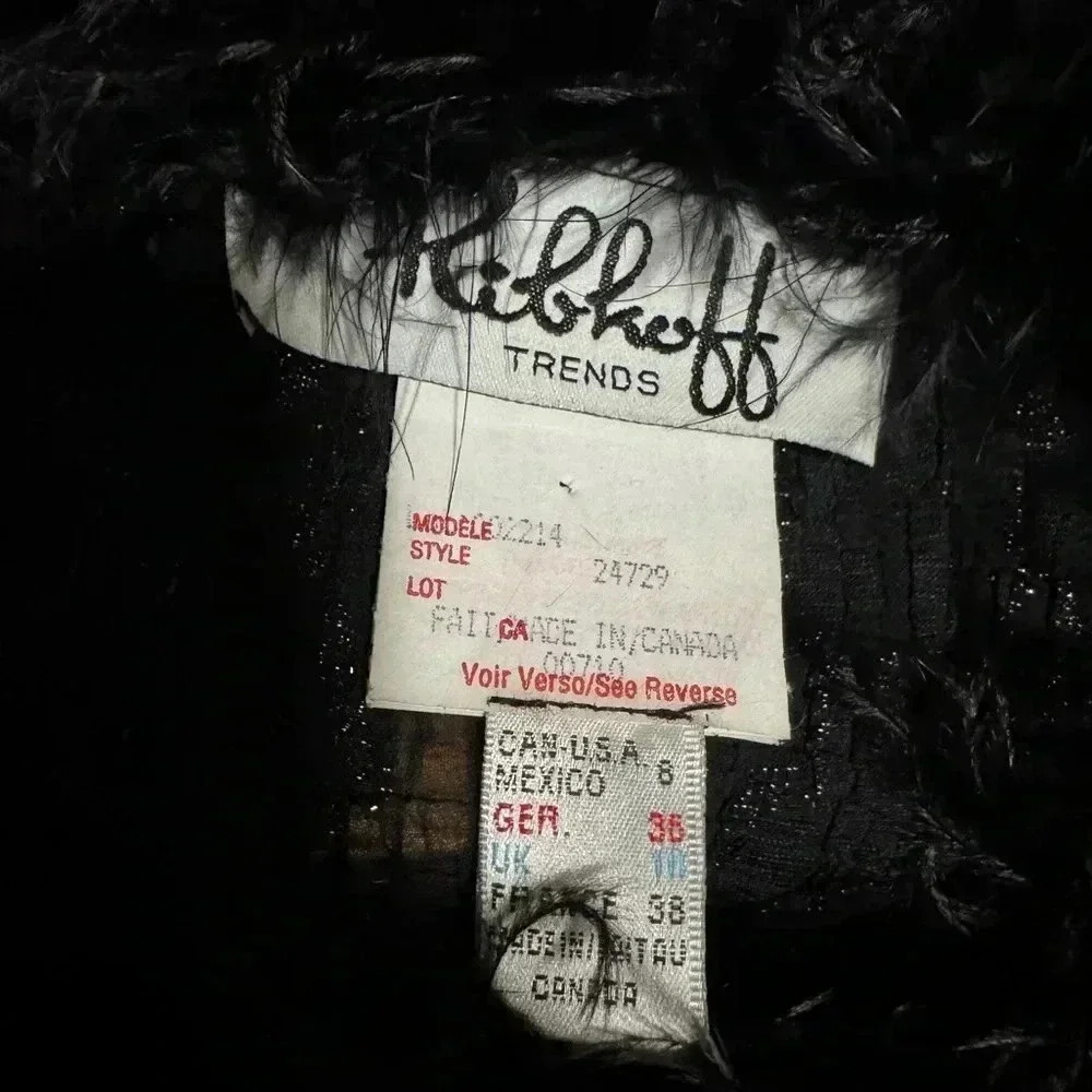 Vintage Joseph Ribkoff Black Burnout Velvet Ostrich Feather Top Evening Glam - Picture 11 of 13